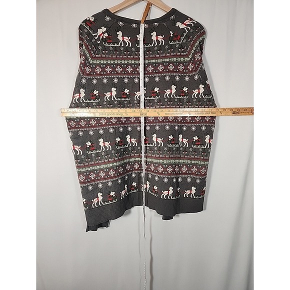 Disney Parks Ugly Christmas Sweater Mickey Mouse Reindeer Sleigh Fair Isle Men L - Picture 10 of 12
